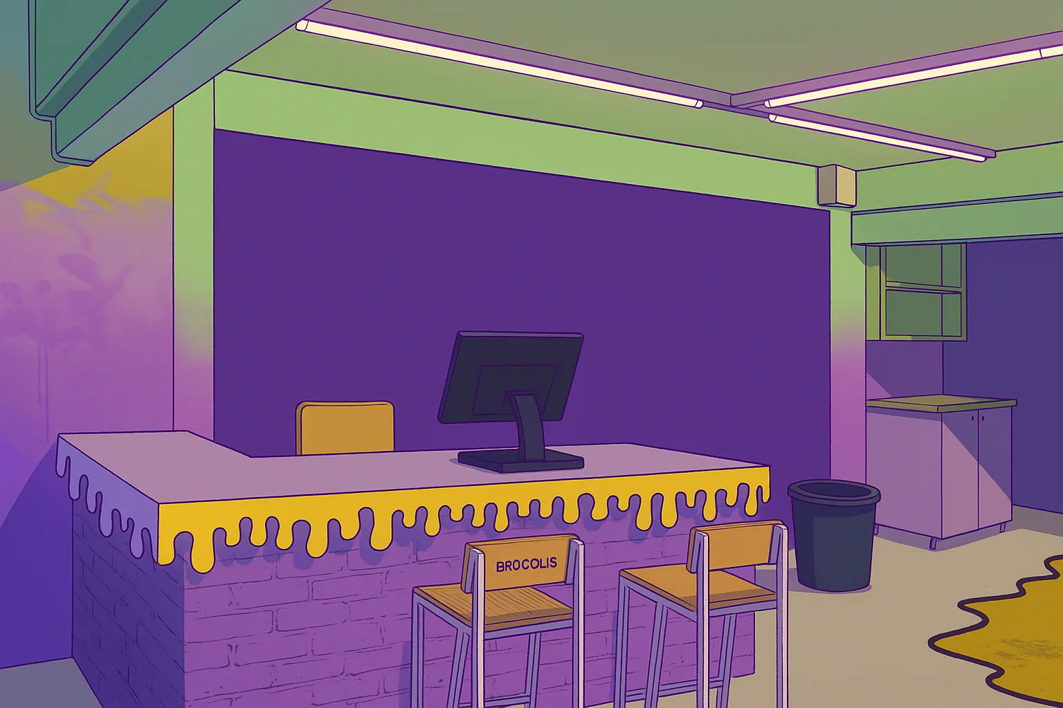 O Brócolis Club desenhado em estilo gibi